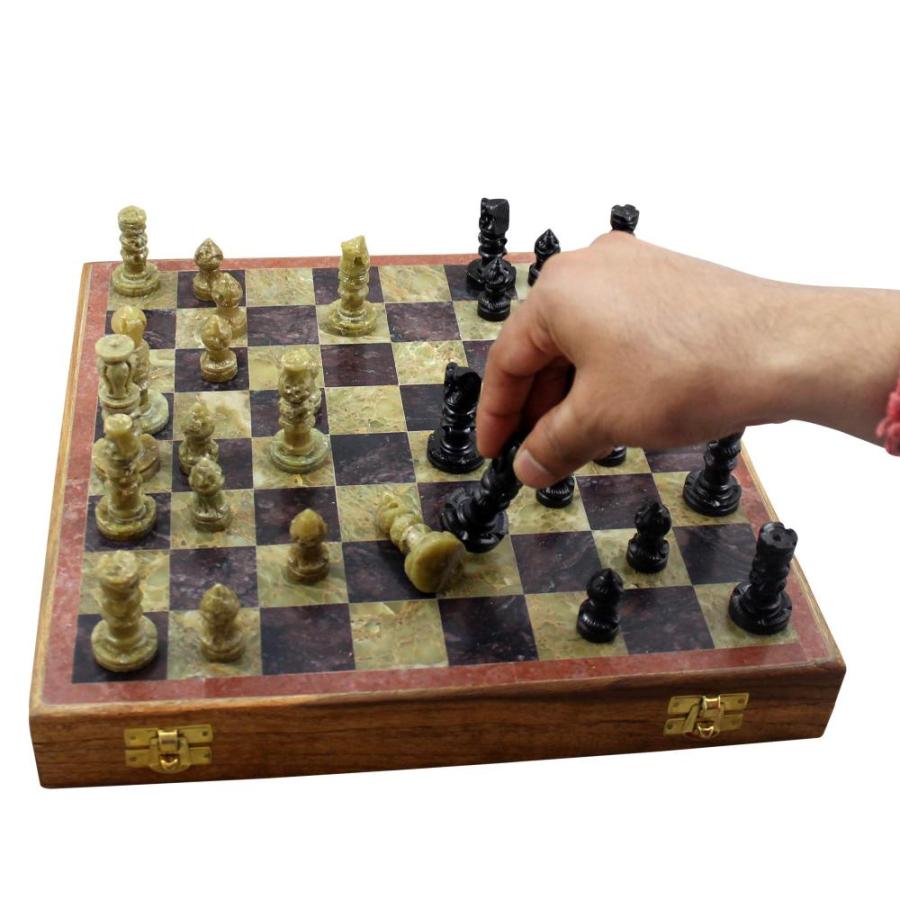 Marble Stone Art Unique India Chess Pieces and Board Set X Inches