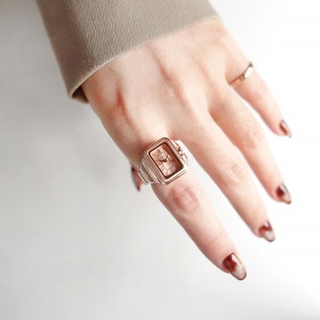 FOSSIL / ES5345 / Raquel 不鏽鋼鍊帶 手錶戒指-玫瑰金色 / 14mm