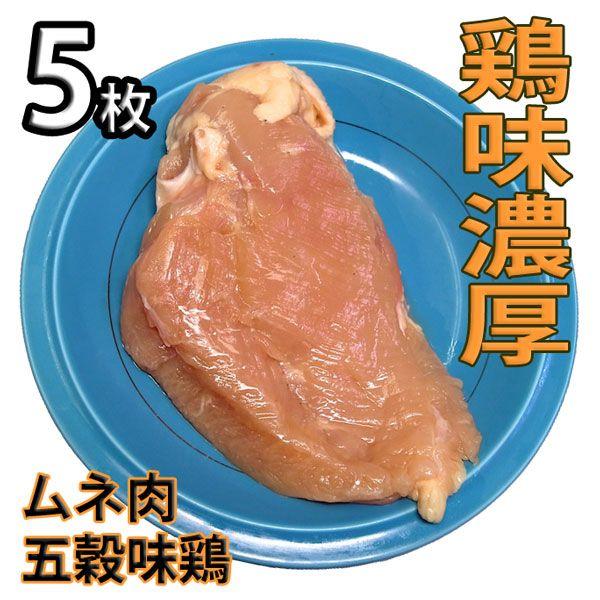 鶏肉 塊肉 鶏むね肉 五穀味鶏 5枚 冷凍 真空パック（ブロック かたまり）肉