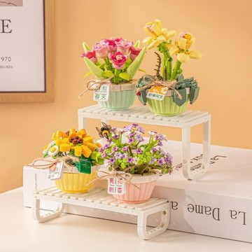 批發積木花盆栽永生花束拼裝兒童DIY手工禮物擺件玩具學生小禮品