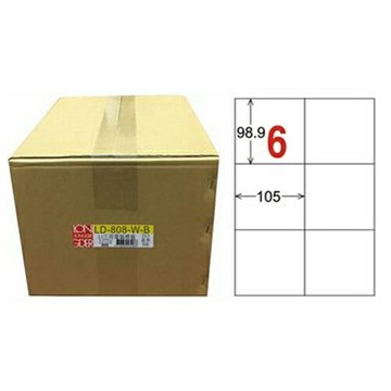 龍德 6格 白色 A4 三用電腦標籤 98.9x105mm 1000張 /箱 LD-808-W-B【APP滿額下單4%點數(單一帳號最高1000點)】7/31止
