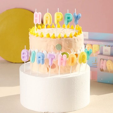 馬卡龍英文生日快樂蠟燭，Happy Birthday生日蠟燭  1支