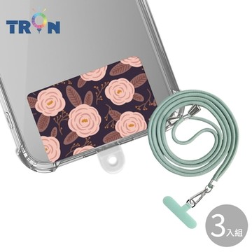 TRON iPhone 16 Plus紫底淺粉防摔 手機 掛繩 手機殼