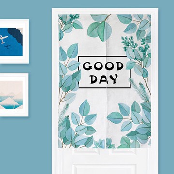 WallFree★【附伸縮桿】美好的一天 -簡約北歐風棉麻門簾 ( 窗簾 掛簾 門簾 風水簾 除舊換新 樹葉門簾 )