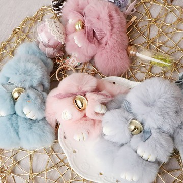 進口水貂毛兔永生花鑰匙圈 極度花燥 永生花 花禮