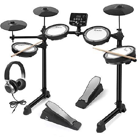 Electric Drum Set-Kmise Professional 7-Piece Electronic Set for Beginner Kids with USB MIDI Function,Mesh Pads,Drumsticks,Headphone