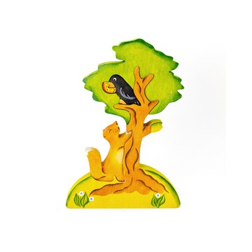 淳木童話｜烏鴉與狐狸立體木頭拼圖