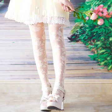 春夏款唯美薄連褲襪側邊睫毛蕾絲花邊點點甜美洋裝公主風絲襪合集