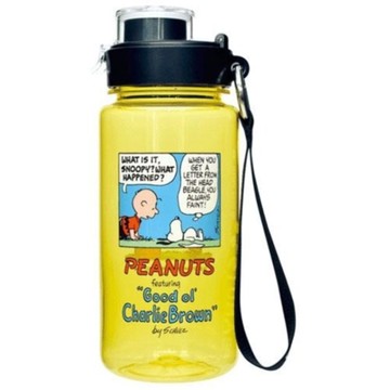 小禮堂 Snoopy 直飲式塑膠水壺 640ml (黃漫畫款) 4981181-768742