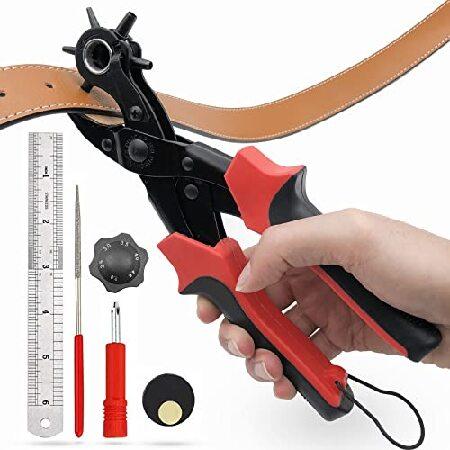 Leather Hole Punch,Belt Hole Puncher for Leather, Revolving Punch Plier Kit,Leather Punch Plier for Leather, Belts, Watches, Handbags, Leather Punch T