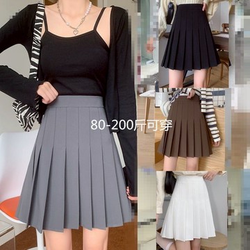 Chubchic✨隔日到貨 100kg可穿 大碼百褶裙 高腰短裙 顯瘦短裙 jk中裙 學院風 a字裙 半身裙