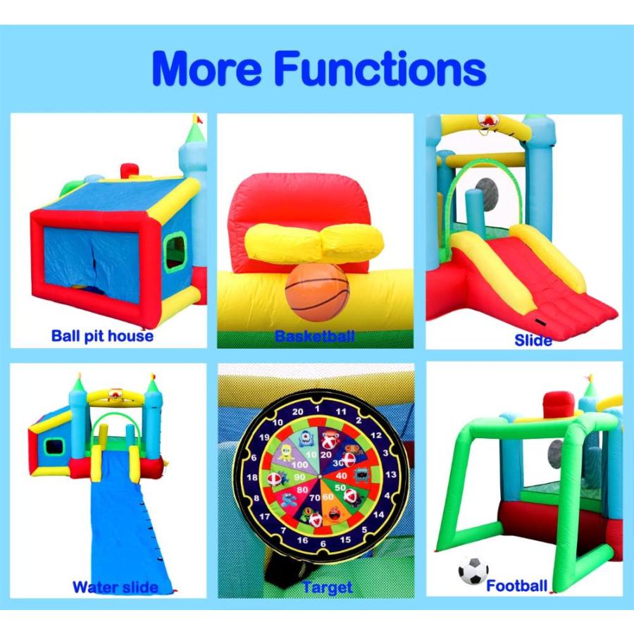 WELLFUNTIME Inflatable Bounce House and Extended Long Slide, Jumping Castle