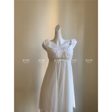 (免運)宮廷風蕾絲美背帶胸墊吊帶睡裙收腰顯瘦睡衣連衣裙莫代爾內層