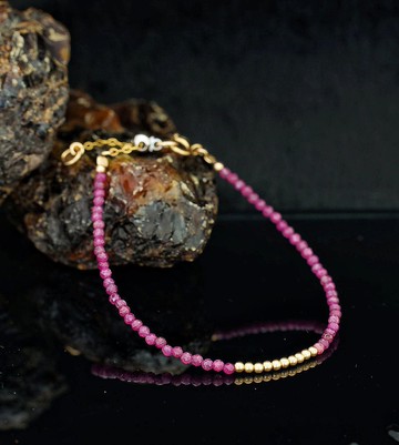 記憶合金水晶手鍊系列 1/20 14K 包金紅寶石手鍊