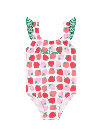 MC2 Saint Barth Kids - Strawberry-print ruffled swimsuit - kids - Fabric - 8 - White