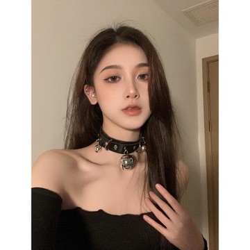 BXA萬圣節小眾設計鈴鐺項圈女頸帶鏈子項鏈choker鎖骨鏈頸鏈女仆