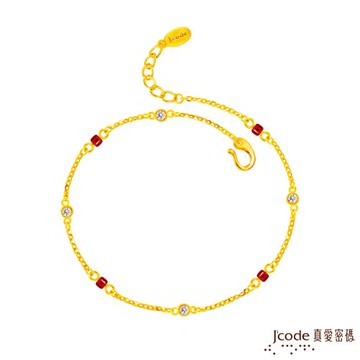 Jcode真愛密碼金飾 經典黃金腳鍊-紅琉璃