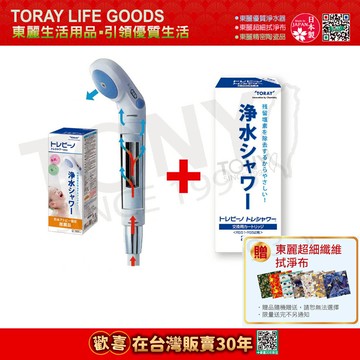 【東麗30周年-買就送超細纖維拭淨布】日本東麗 除氯淋浴器RS51+濾芯RSC.51-2(2入裝)共3隻濾芯 總代理品質保證