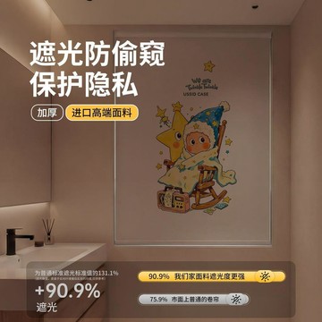 衛生間免打孔窗簾廁所浴室洗手間升降遮光防水捲簾遮擋卷拉式安裝 窗簾 免打孔 浴室窗簾 百葉窗簾免打孔 浴室窗簾防水
