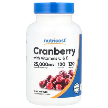 Nutricost, 蔓越莓與維生素 C 和 E，120 粒膠囊