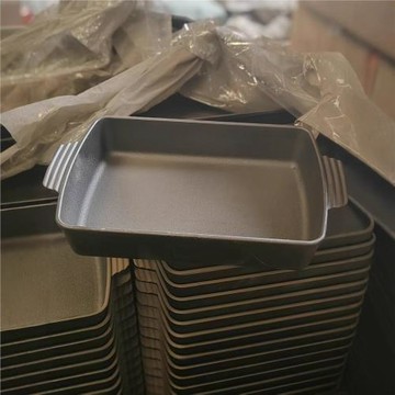 鑄鐵大長方形平底鍋燒烤魚盤烤魚烤肉盤無涂層烤盤商用餐廳