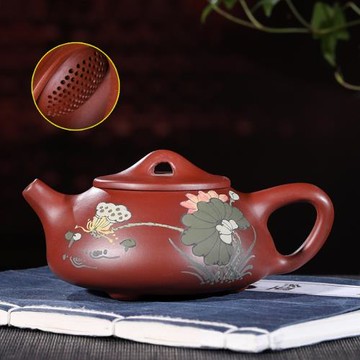 宜興紫砂壺 原礦大紅袍 石瓢壺 240毫升 茶壺茶具