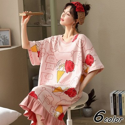 ネグリジェ パジャマ レディース 春夏 半袖ワンピース パジャマ カートン 大きいサイズ ネグリジェ ゆったりワンピース マタニティーパジャマ 部屋着可愛い 通販 Lineポイント最大get Lineショッピング