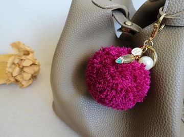 訂製純色毛球鑰匙圈/生日名字英文字包包吊飾/情人週年紀念禮物