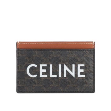 CELINE TRIOMPHE Logo 印花名片/卡片夾(焦糖色)