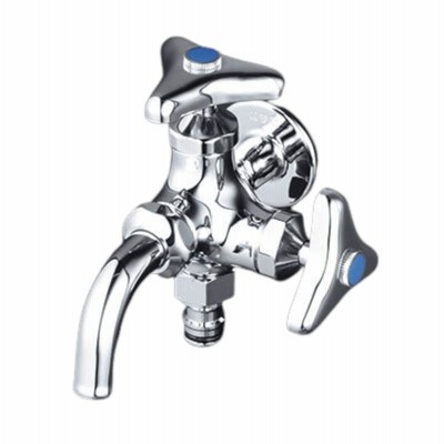 KVK 屋外ホース接続ニップル付二口横水栓 K124SPJ