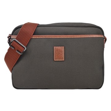 LONGCHAMP BOXFORD系列壓印皮標帆布相機斜背包(中/棕)20053-080-042