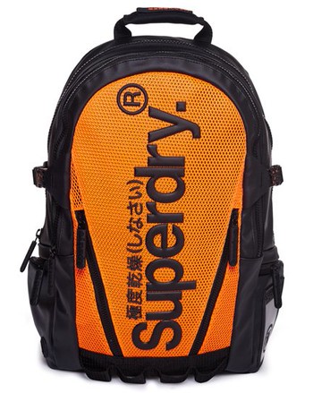 Superdry Men's Men's Mesh Tarp Backpack Black / Black/orange - Size: 1SIZE