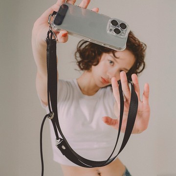 閃光系 | CRUSH -鈦空黑 * 黑色 金屬色 尼龍 傘繩 手機背帶