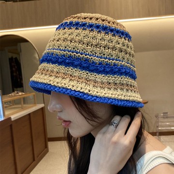 PEONIST 針織漁夫帽  藍米色  一種尺寸(54~58cm)