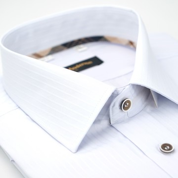 【金安德森】經典格紋繞領白色條紋吸排窄版襯衫-短袖