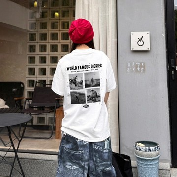 ［FJ select］Dickies 復古 後背四宮格 黑白寫真 短T 短踢 寬鬆 落肩 圓領 短袖上衣 男生短袖 情侶