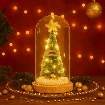 🎁交換禮物首選🎁【CW 可營生活選物】精美禮盒裝 聖誕星星玻璃罩聖誕樹LED夜燈擺飾｜/交換禮物/夜燈/聖誕樹/LED/裝飾｜聖誕節｜射手座生日快樂｜生日禮物｜送禮｜禮盒