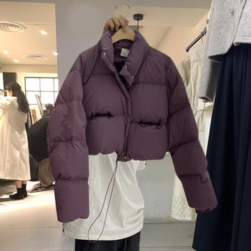 十三行冬裝新款韓版立領小個子廓形短款加厚羽絨棉面包服外套女