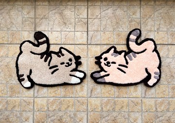 (自選顏色訂製) －瞇眼貓咪手工簇絨地毯