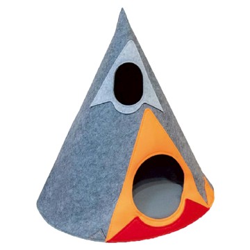 Pets Family 毛氈圓錐型寵物床  1個  灰色 + 橘色  45 x 45 x 53cm