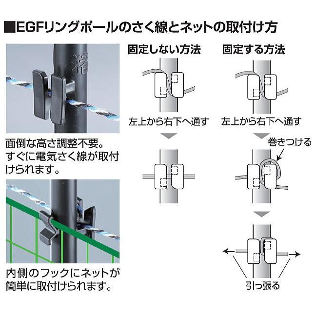 電気柵用支柱 ポール ゲッターEGFリングポール 94cm φ16mm×94cm 50本セット 電柵 [末松電子製作所]