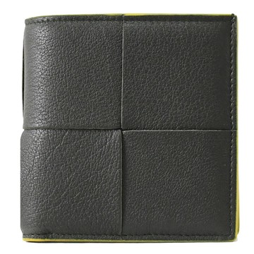 BOTTEGA VENETA 679847 大格編織撞色六卡短夾.墨綠/黃