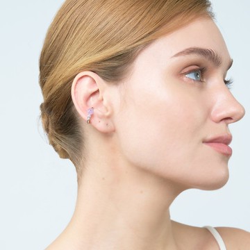 輕奢紫鋰輝耳扣 925銀厚鍍18K金 Joyeux Kunzite Earcff