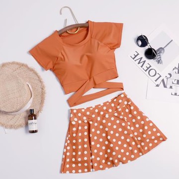 韓國女童游泳衣中大童女童分體平角女孩12-15歲學生專業ins風泳裝