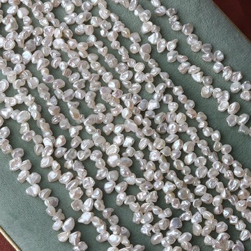 Zz-無核再生珠4-5mm三七小花瓣巴洛克珍珠不規則diy一串長約38-39cm