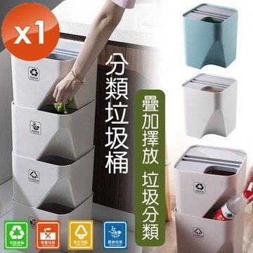 QiMart 超省空間拼接分類垃圾桶(大)x1入