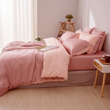 【廠商直送】永恆系列 100%天絲 桃花粉 枕套床包組-單人