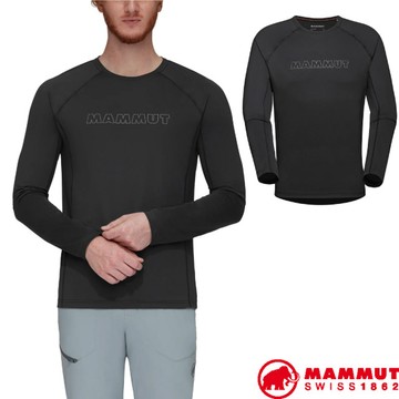 【瑞士 MAMMUT 長毛象】男 Selun FL 快乾彈力長袖圓領運動T恤.休閒衫/1016-01440-0001 黑