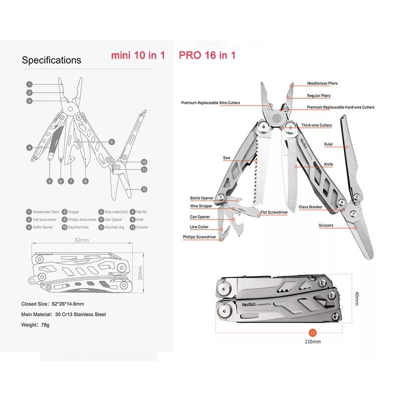 Nextool-ミニフラッグシップシップ10-in-1 多機能ツール ポータブルドライバー マルチツールオープナー