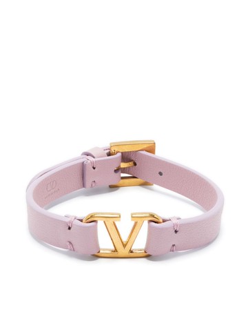 Valentino Garavani - VLogo Signature leather bracelet - women - Calf Leather/Metal - One Size - Pink